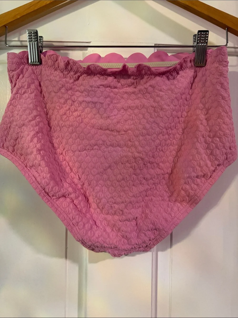 kate spade Pink Scalloped-Edge High-Waist Bikini Bottoms